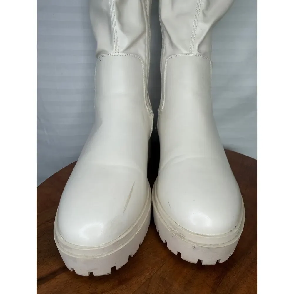 Top Guy Ravi-1 Ivory OTK Platform Lug Boots Women’s Size 8 Medium Calf